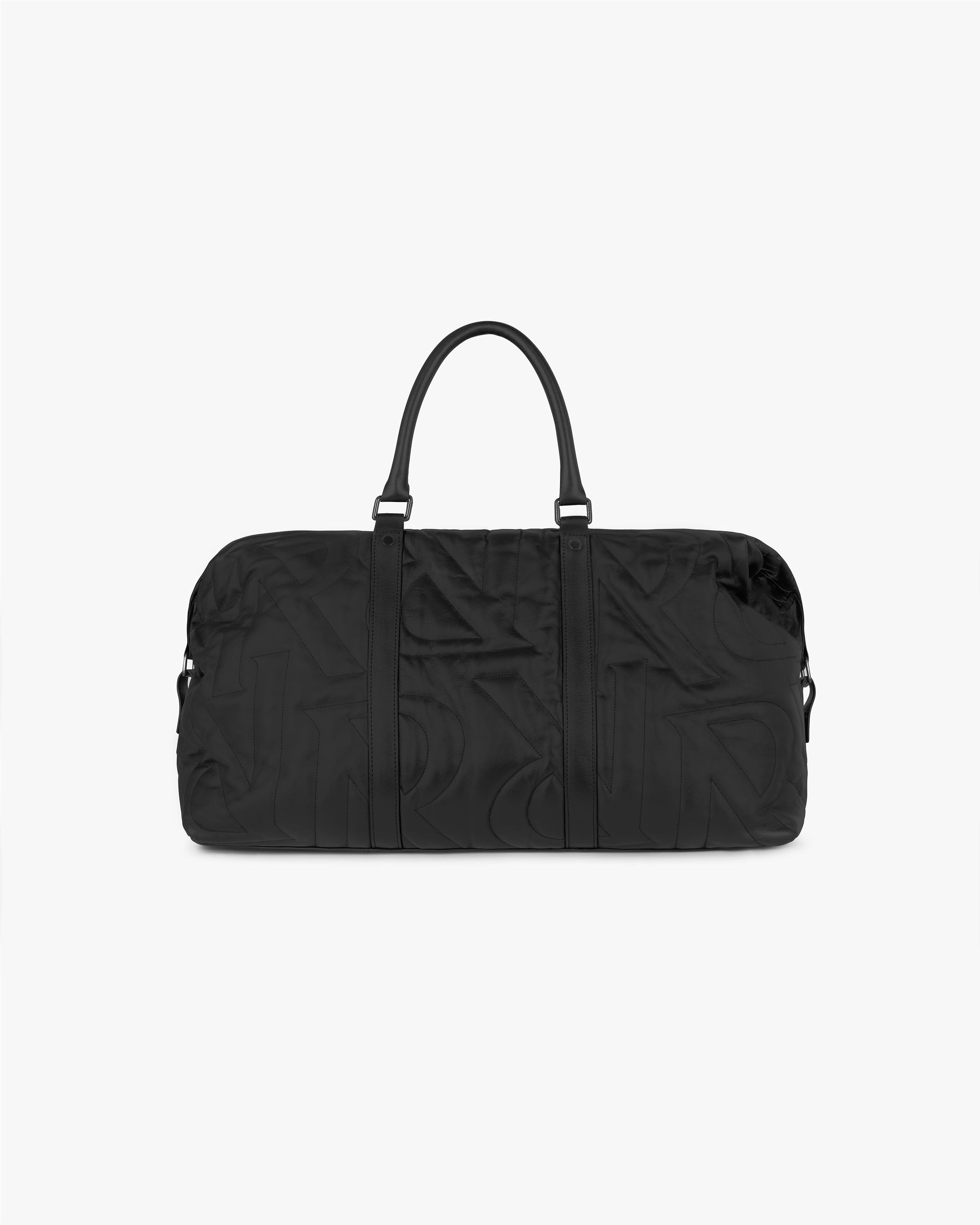 Initial Quilted Leather Weekender Bag - Black